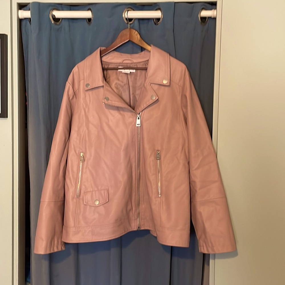 Faux leather moto jacket EUC